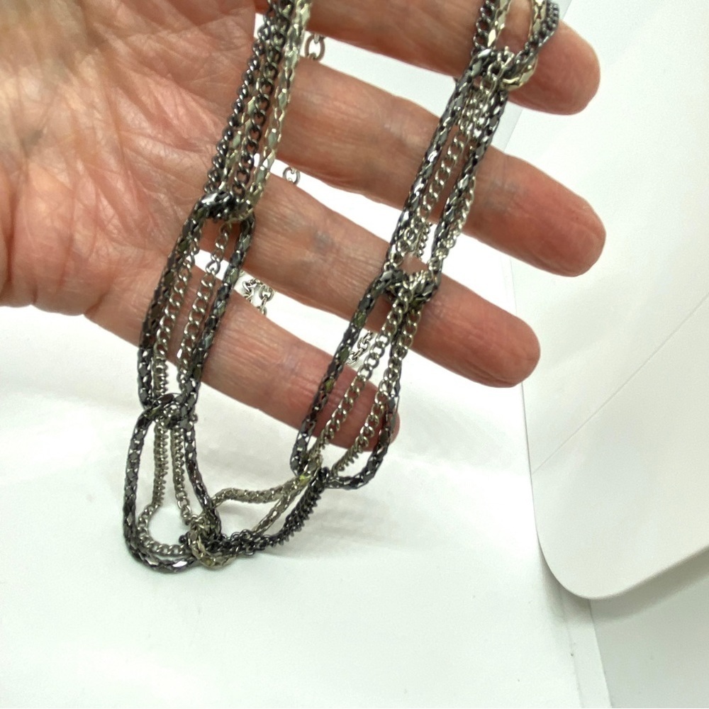 Mesh Link Gunmetal Silvetone Necklace